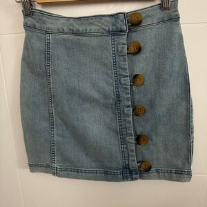 Free People Light Blue Denim Mini Skirt